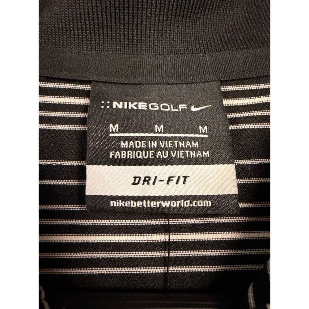 Nike Golf Dri-FIT Men's Black Gray Striped Polo Shirt Medium NWT Stay Cool